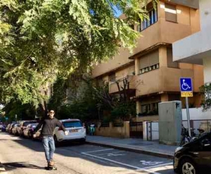 Bialik Street in Tel Aviv-the street skateboarder